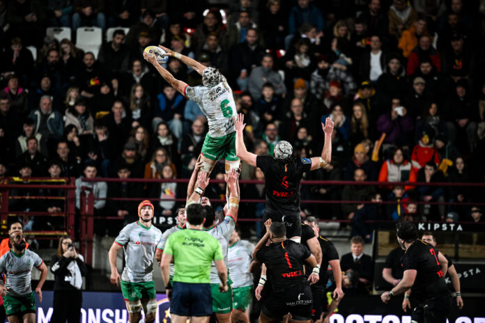 Meci aprig între Belgia și Portugalia./ Foto: Rugby Europe.