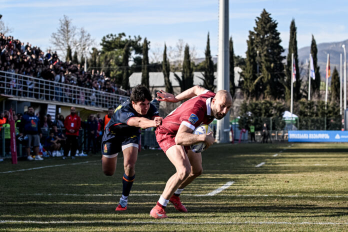 Tapladze marchează pentru Goergia. / Foto: Rugby Europe.