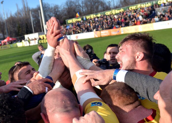 Marius Antonescu și Stejarii care au învins Georgia la București, în 2017.