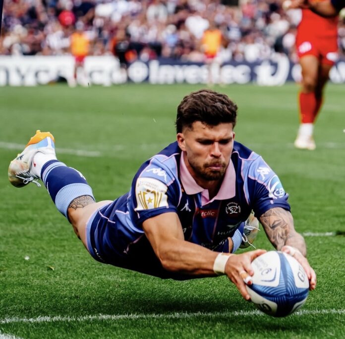 Matthieu Jalibert inscrie un eseu contra lui Stade Toulousain. Sursa foto: pagina Instagram Union- Bordeaux-Bègles
